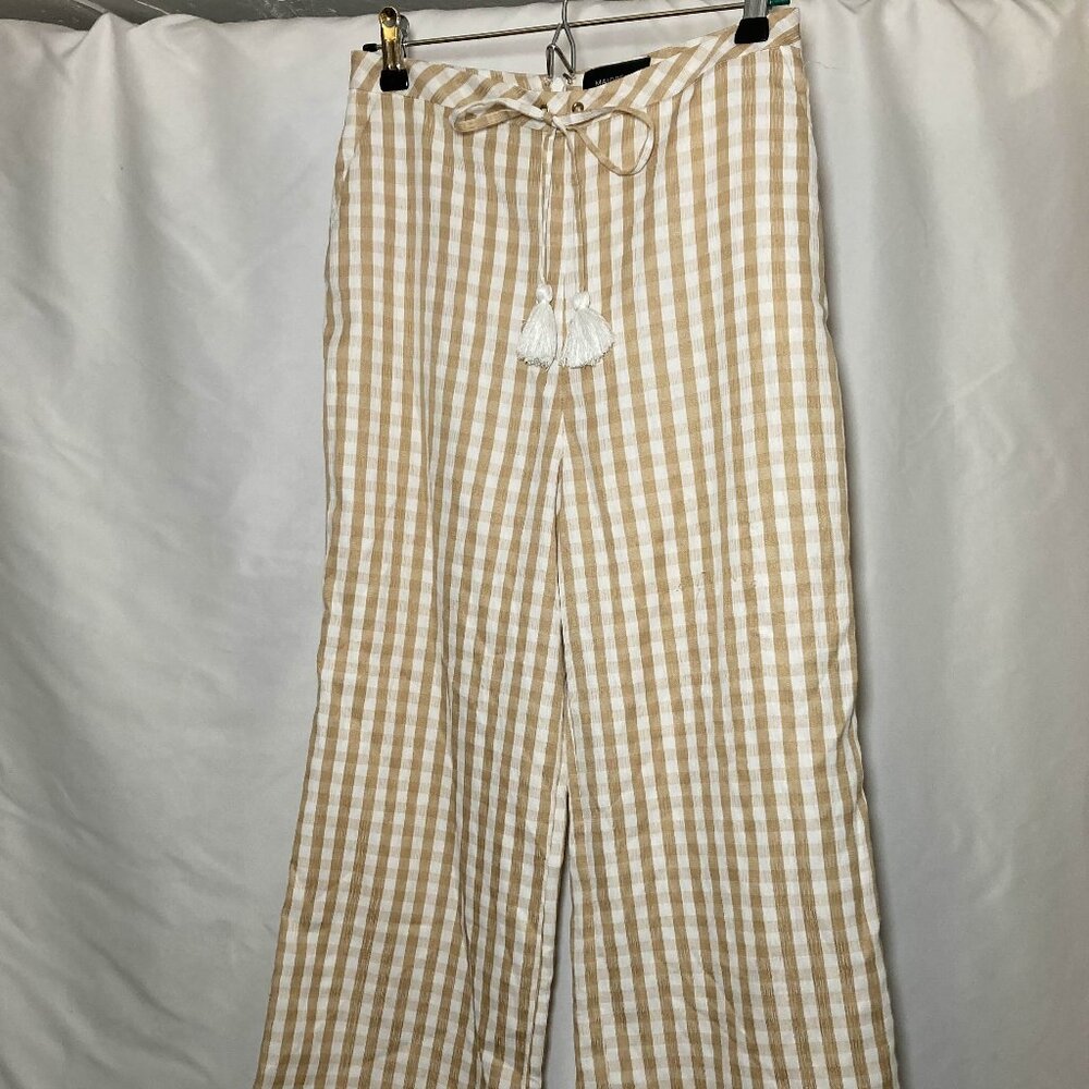 Majorelle Theo Gold & White Gingham Cropped Pants